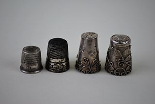 Vintage Sterling Silver Sewing Thimble Set