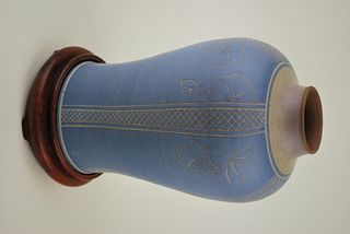 Vintage Japanese Hand Thrown Blue Vase~ Matte Finish