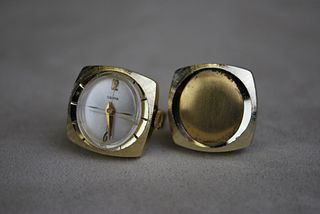 Vintage Swank Brush Gold Watch Clock Cufflinks