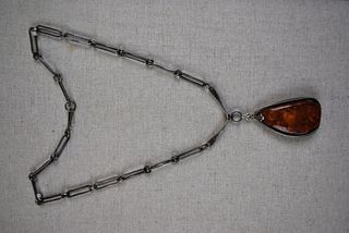 Modernist Baltic Amber & Sterling Silver Necklace