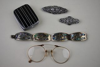 Vintage Collection of Brooches~ Alpaca Bracelet & Foldable Glasses