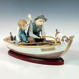 Fishing With Gramps 1005215 - Lladro Porcelain Figurine + Base