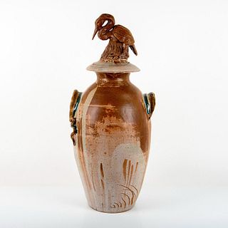 Angela Davis (American) Large Salt Glaze Covered Vase