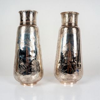 Pair of Derby Silver Co. Quadruple Plate Vases