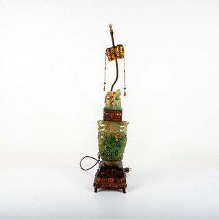 Antique Chinese Carved Jade Vase Lamp