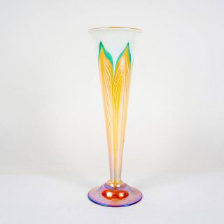Quezal Floral Pattern Glass Vase