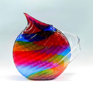 Mark Weiner Art Glass Rainbow Pitcher, Signed