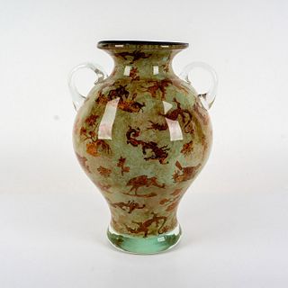 Maitland Smith Reverse Painted Asian Glass Vase