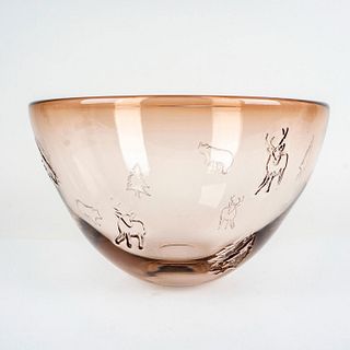 Chuck Vannatta Large Art Glass Centerpiece Bowl, Signed