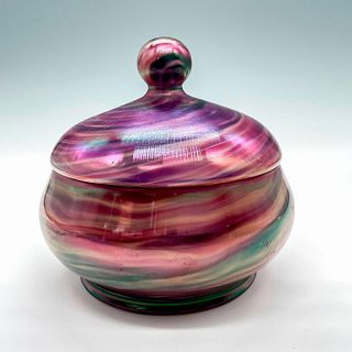 Contemporary Iridescent Glass Lidded Bowl