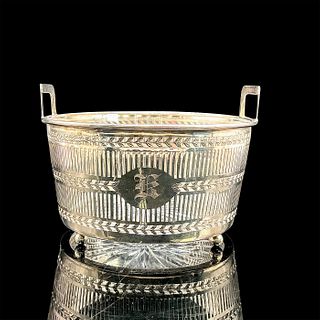 Vintage Sterling Silver Basket Frame With Glass Bowl