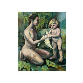Oil on Canvas of a Mother and Child