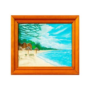 Acrylic Painting on Canvas Panel, Beach Landscape