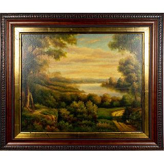 Painting on Board, Serene Landscape, Signed Ray