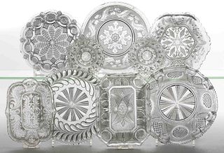 ASSORTED LACY GLASS ARTICLES, LOT OF NINE