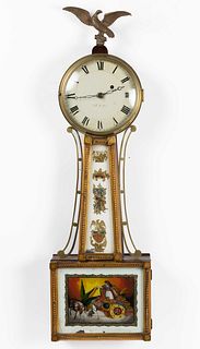 CIRCLE OF SIMON WILLARD (1753-1848) MASSACHUSETTS MAHOGANY BANJO CLOCK