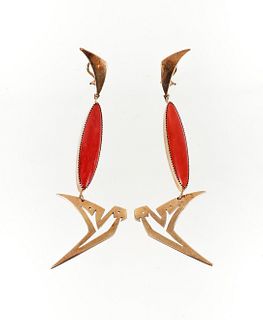 Duane Maktima 14K Coral Tiered Earrings