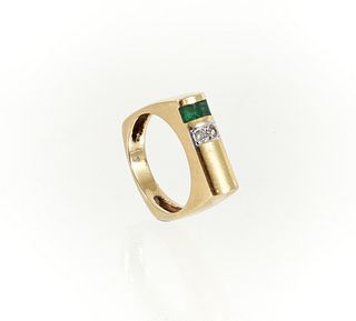 18K Diamond Emerald Stack Ring