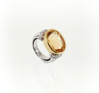 14K Bi-Color Citrine Diamond Ring