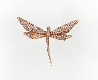 18K rose gold and diamond dragonfly pin