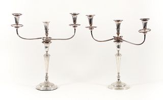 Pair of English Partial Sterling Weighted Candelabra 