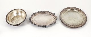 Three Sterling Silver and Plate Holloware Pieces 