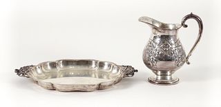 Sterling Silver Pitcher and Tray Amston and Durham