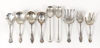 Lot of 9 Large Sterling Silver serving pieces