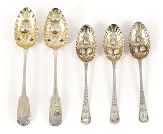 5 pieces lot of British and Irish Sterling Silver spoons