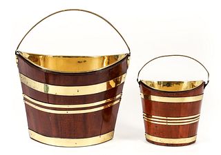 2 mid 19th Century Brass Bound Peat Buckets