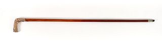 19th Century 14k Gold Handled Repousse Walking Stick 