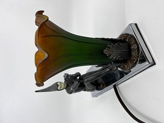 Art Deco Metal Lamp with Pixie