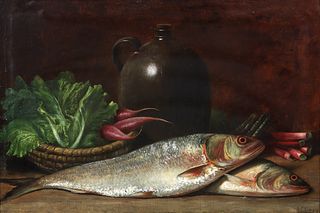 A.F. King 1895 oil Still Life with Fish