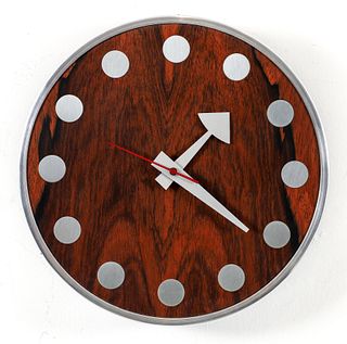 Arthur Umanoff Rosewood Howard Miller Wall Clock 