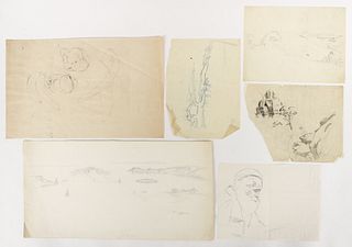 6 Louis Lozowick drawings incl. Landscape, Cubist Still Life, Head Study