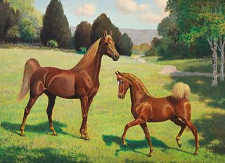 George Ford Morris 1948 painting Mare and Foal in a Field