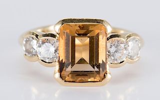 18K Citrine Diamond Fashion Ring