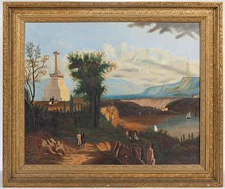 IDA JANE KISER (OHIO / VIRGINIA, 1856-1931 FOLK ART HUDSON RIVER VALLEY VIEW