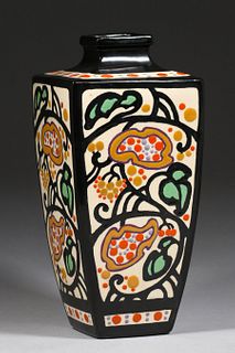 American Arts & Crafts Hand-Decorated Japanese Satsuma Vase c1910