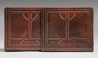 Minneapolis Handicraft Guild - attributed Acid-Etched Bookends c1910