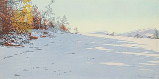 Oscar Droege Color Woodcut "Dunes in Snow" c1930