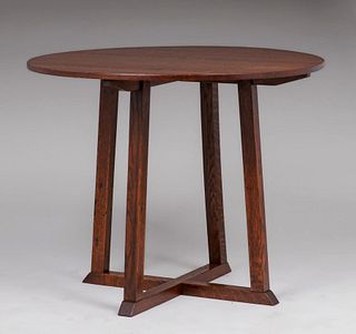 Kittenger Furniture - Buffalo, NY 35"d Prairie School Table c1910s