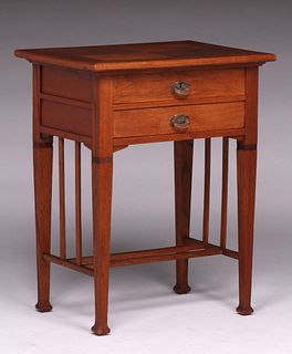 English Arts & Crafts Two-Drawer Side Table c1900s