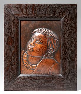 Beryl Wynnyk WPA Era Hammered Copper Figural Relief Sculptural Plaque c1930s