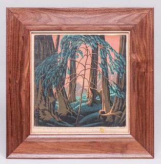 Gustave Baumann Color Woodcut "Redwood" c1934