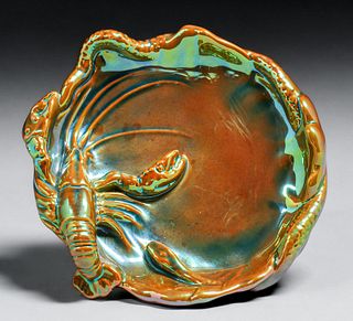 Zsolnay Pottery - Hungary Lobster & Snake Dish c1906