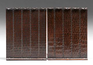 Roycroft Hammered Copper Riveted Linear Bookends c1920