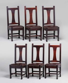 Roycroft Set of 6 Corset-Back Chairs c1910