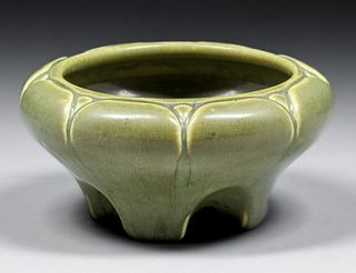Rookwood PotteryÂ #1268 Matte Green Footed Bowl 1920