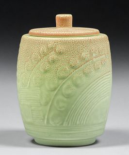 Rookwood PotteryÂ #6221 Matte Green Art Deco Covered Vase 1931
